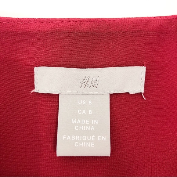 H&M Red Short Sleeve Fit And Flare Midi Dress - Picture 13 of 15